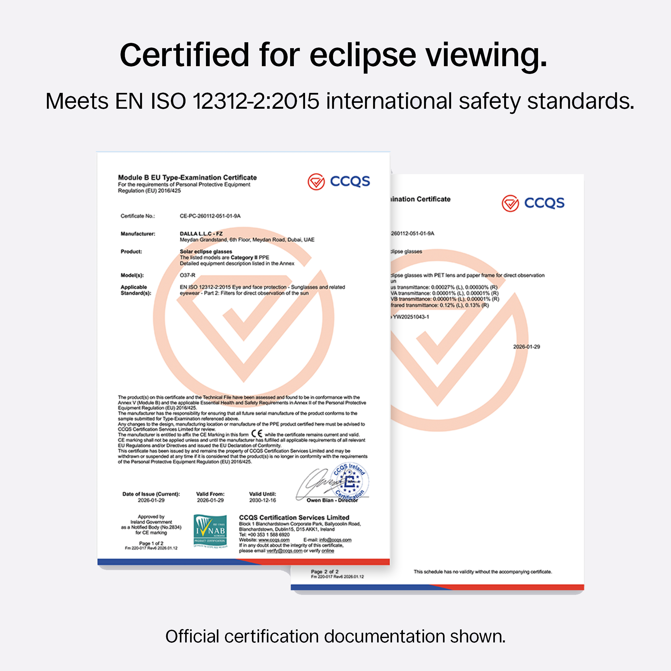 Classic Design Solar Eclipse Glasses - 37mm