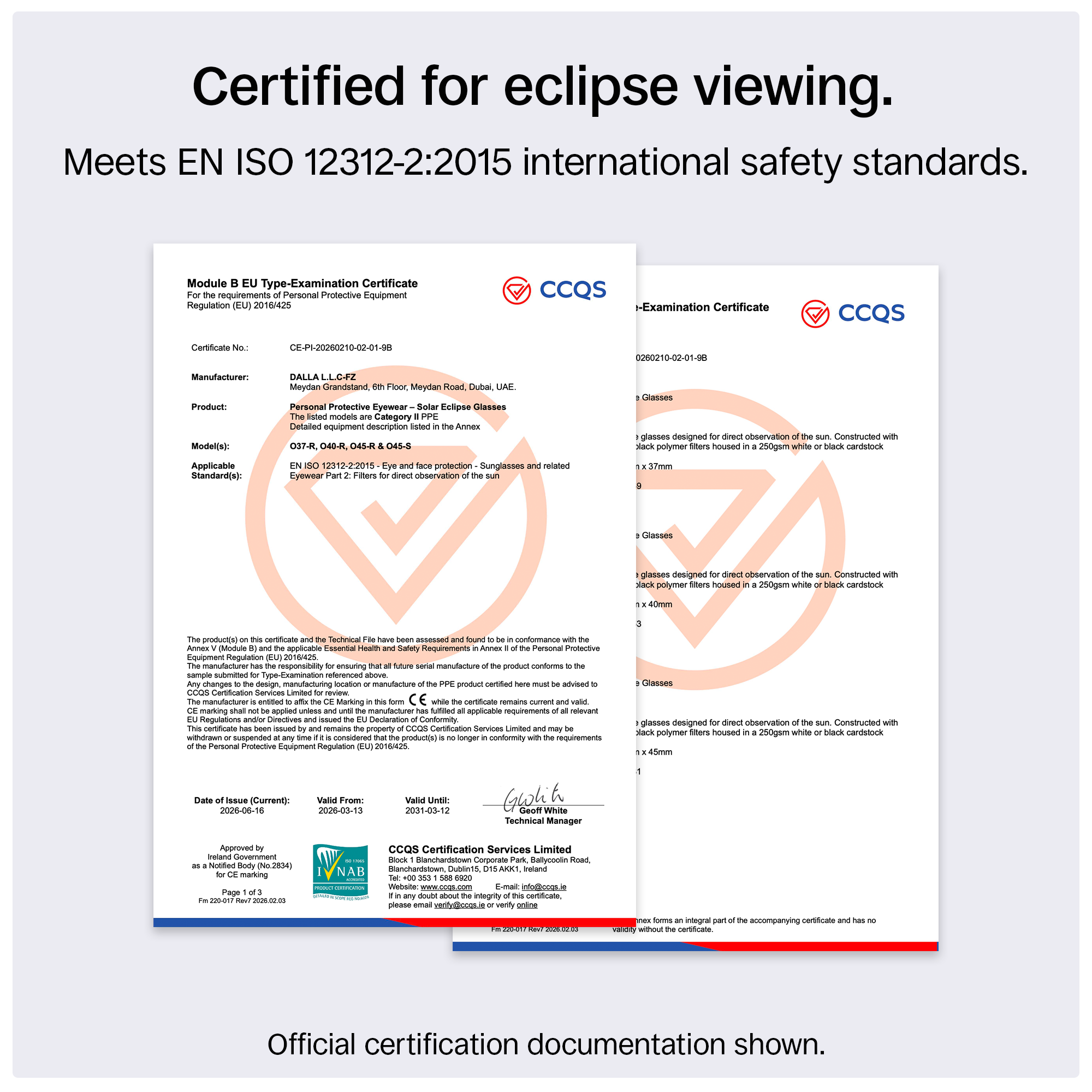 Lunettes modernes pour éclipse solaire de 40 mm